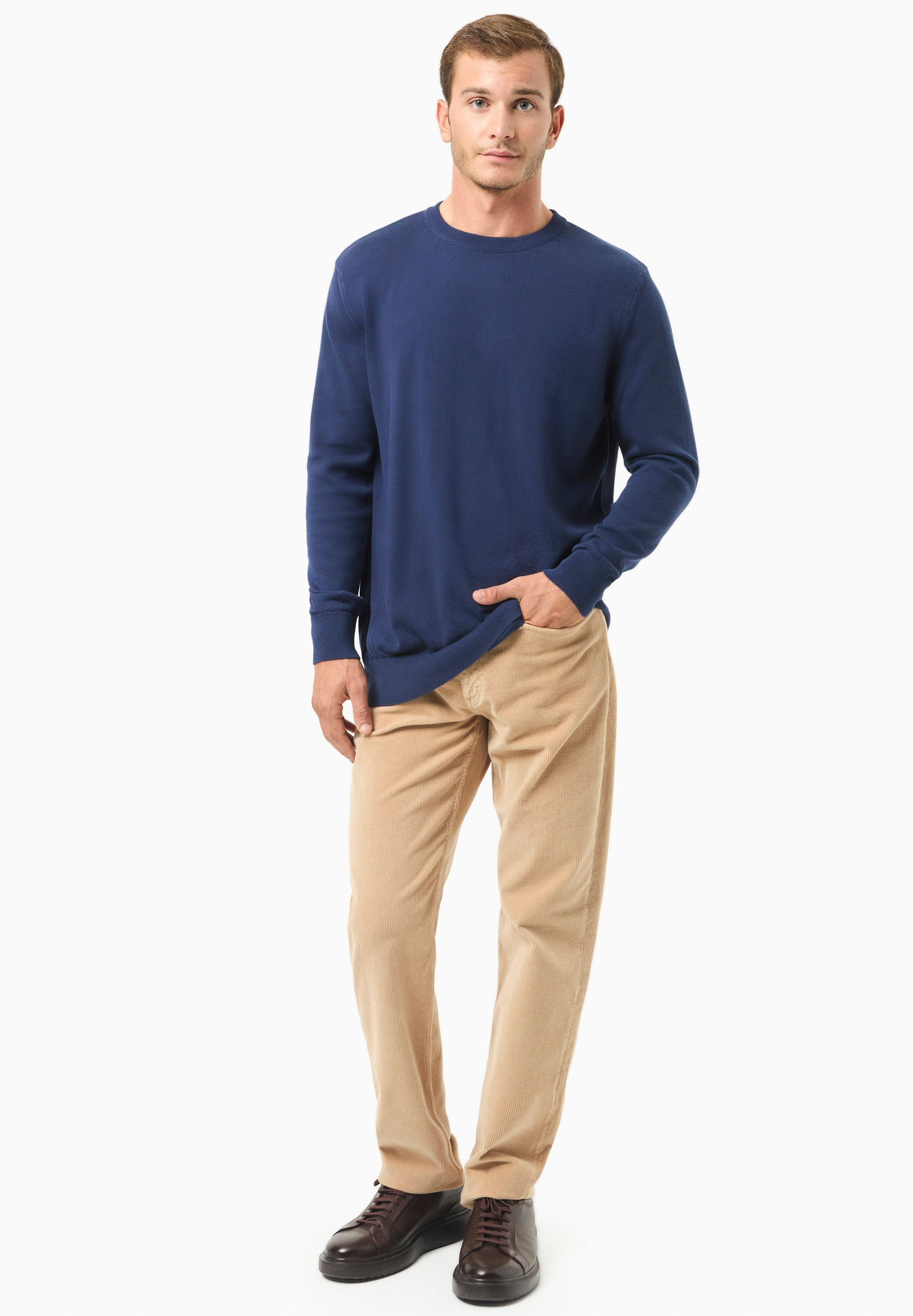 Organic Cotton Knit Crewneck Sweater in navy - Ecomarket.com