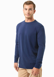 Organic Cotton Knit Crewneck Sweater in navy - Ecomarket.com