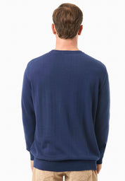 Organic Cotton Knit Crewneck Sweater in navy - Ecomarket.com