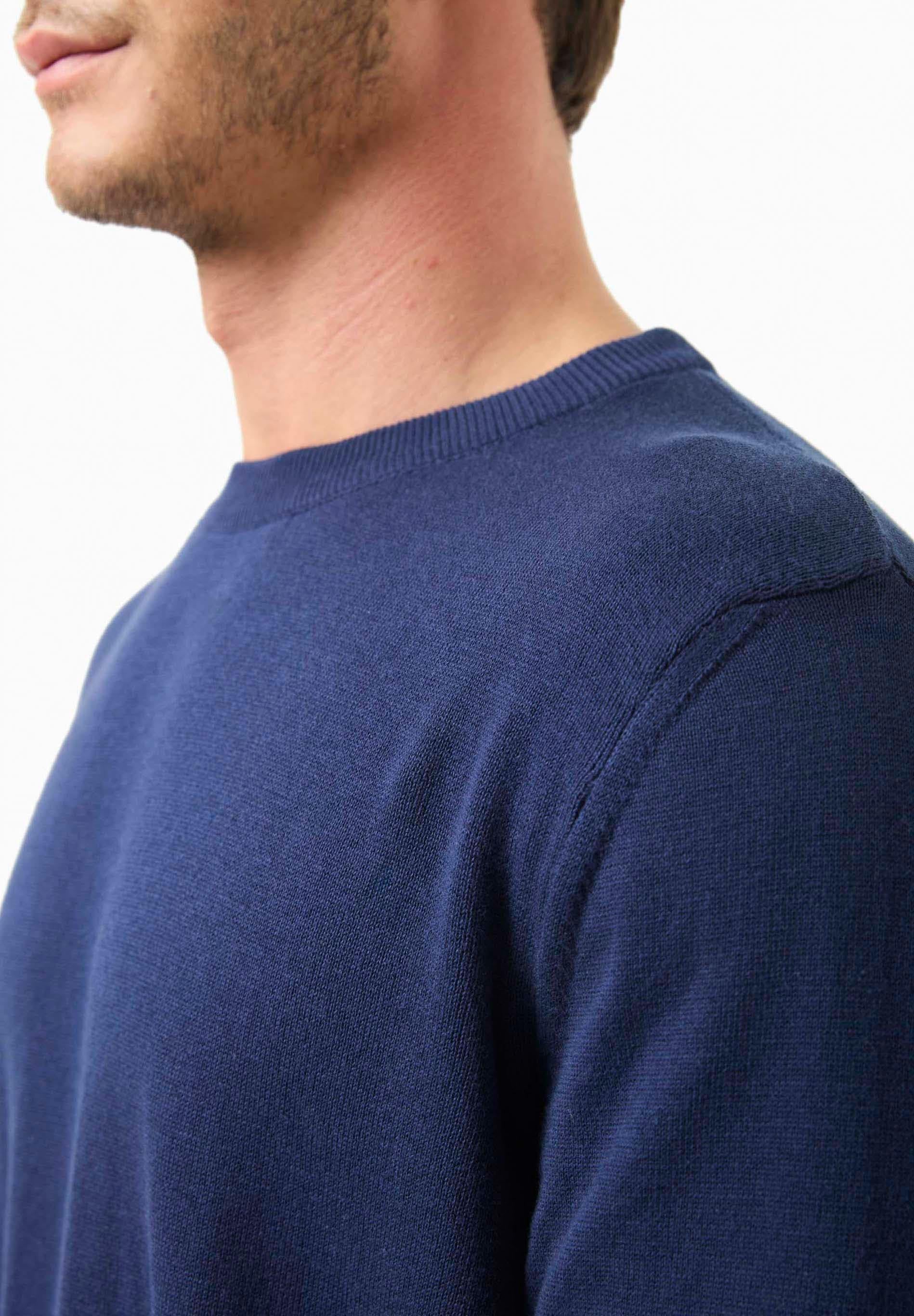 Organic Cotton Knit Crewneck Sweater in navy - Ecomarket.com
