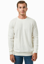 Organic Cotton Knit Crewneck Sweater in white - Ecomarket.com