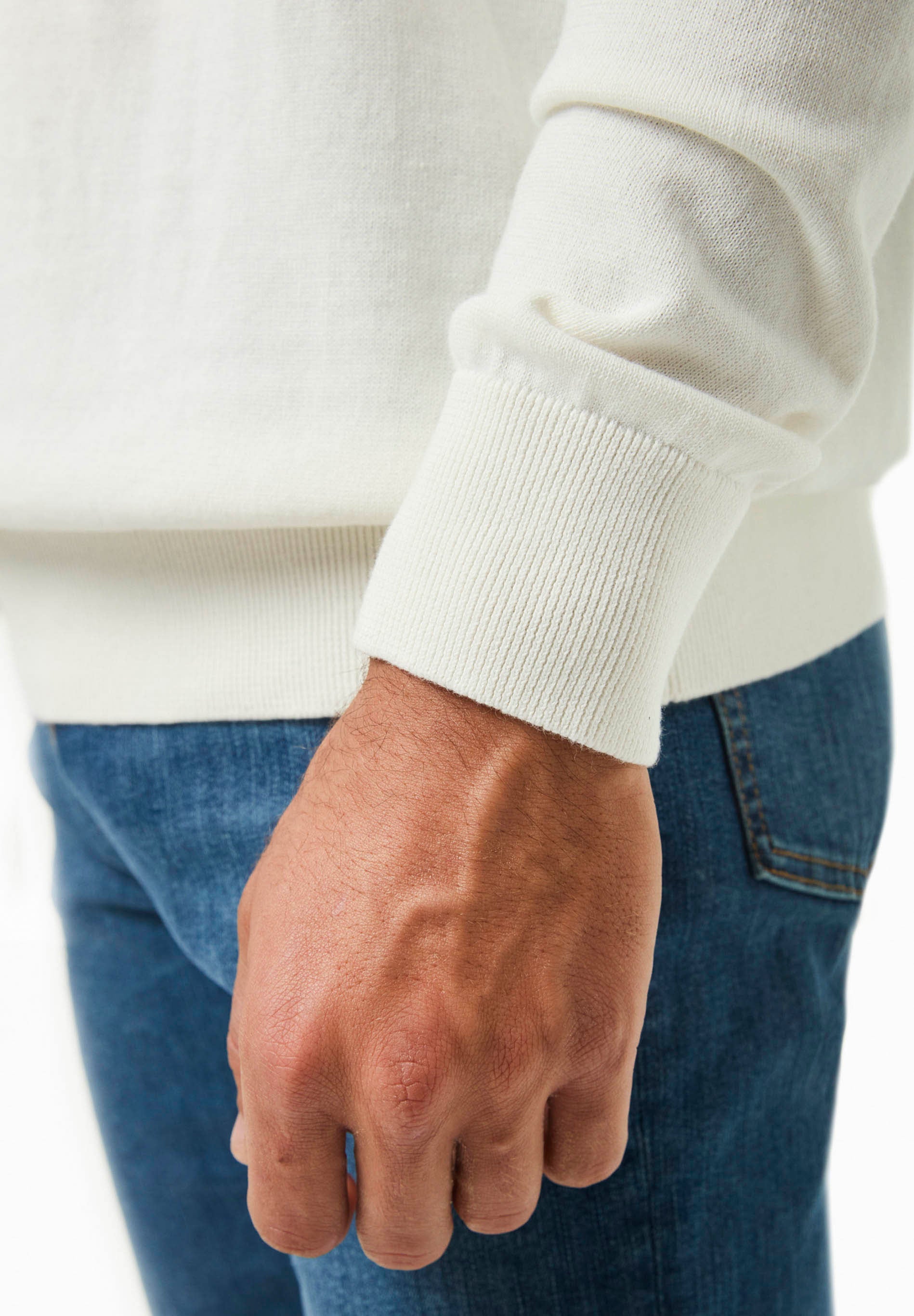 Organic Cotton Knit Crewneck Sweater in white - Ecomarket.com