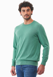 Organic Cotton Knit Crewneck Sweater in leaf green - Ecomarket.com