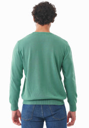 Organic Cotton Knit Crewneck Sweater in leaf green - Ecomarket.com