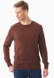 Organic Cotton Knit Crewneck Sweater in brown - Ecomarket.com