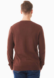 Organic Cotton Knit Crewneck Sweater in brown - Ecomarket.com
