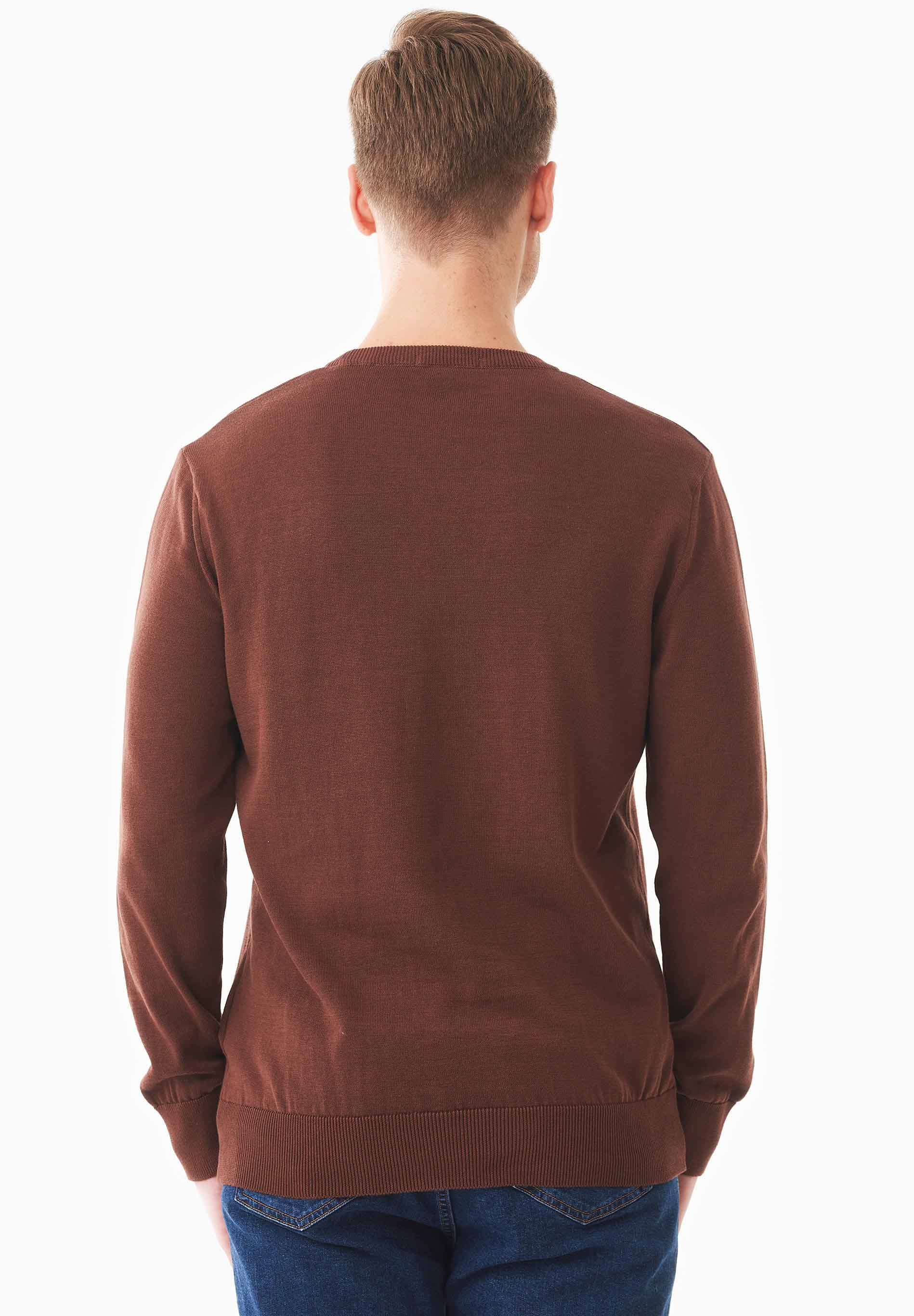 Organic Cotton Knit Crewneck Sweater in brown - Ecomarket.com