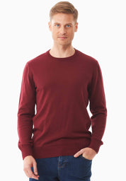 Organic Cotton Knit Crewneck Sweater in syrah red - Ecomarket.com