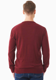 Organic Cotton Knit Crewneck Sweater in syrah red - Ecomarket.com