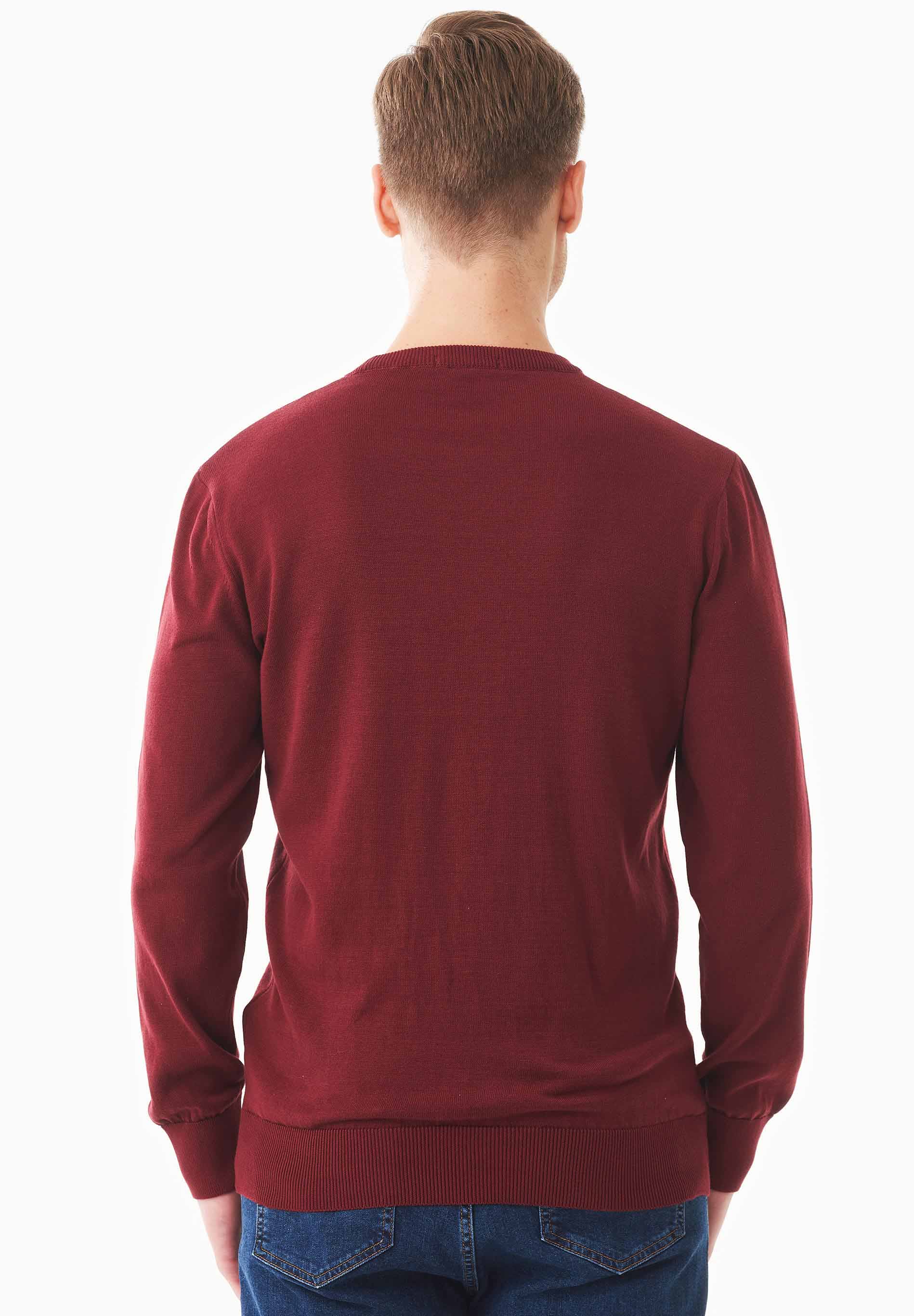 Organic Cotton Knit Crewneck Sweater in syrah red - Ecomarket.com