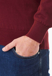 Organic Cotton Knit Crewneck Sweater in syrah red - Ecomarket.com