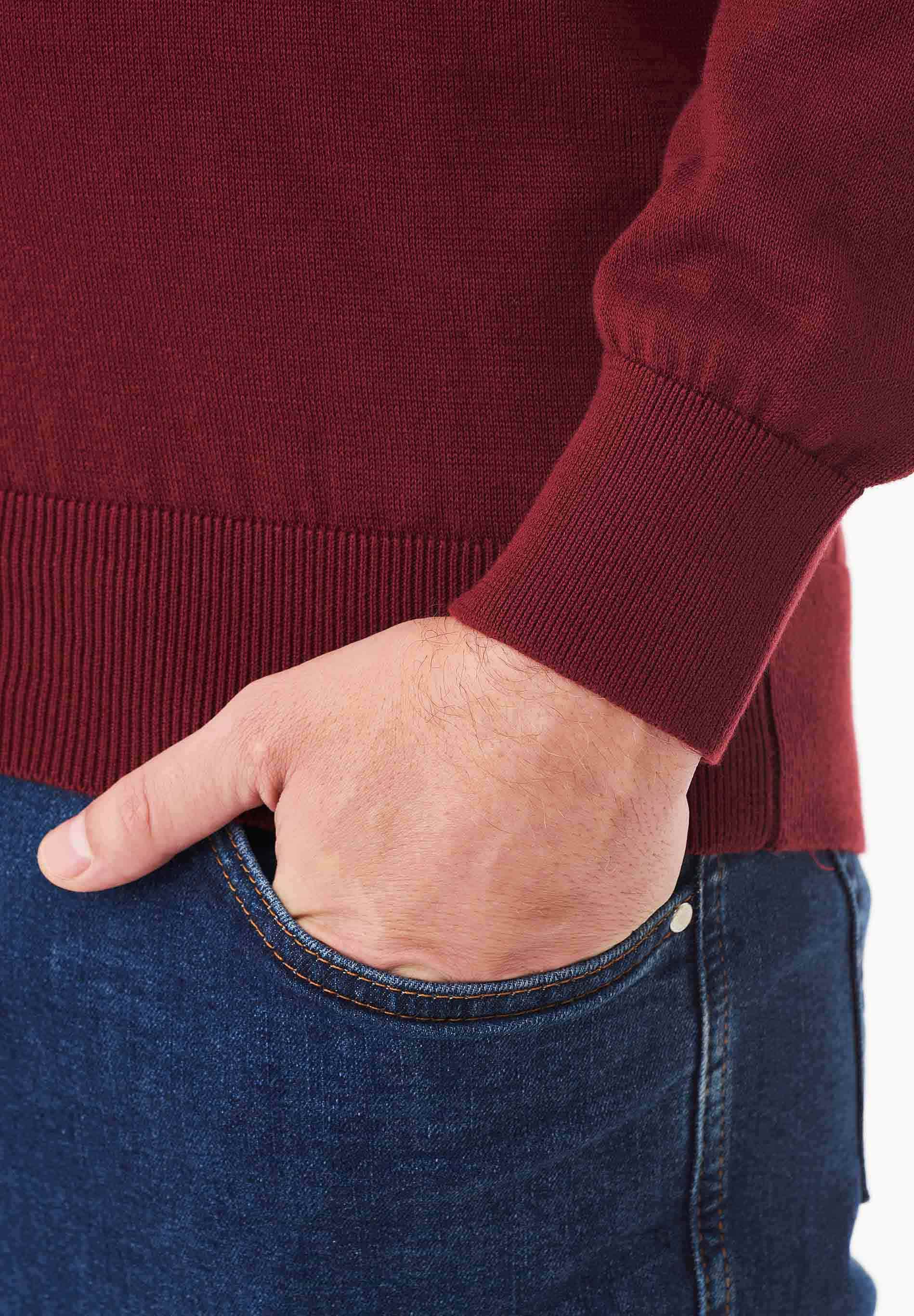 Organic Cotton Knit Crewneck Sweater in syrah red - Ecomarket.com