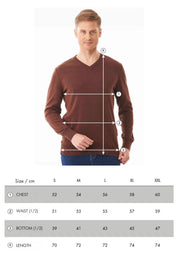 Organic Cotton Knit V-neck Sweater in brown - Ecomarket.com