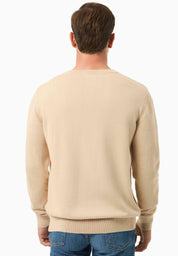 Organic Cotton Knit V-neck Sweater in beige - Ecomarket.com