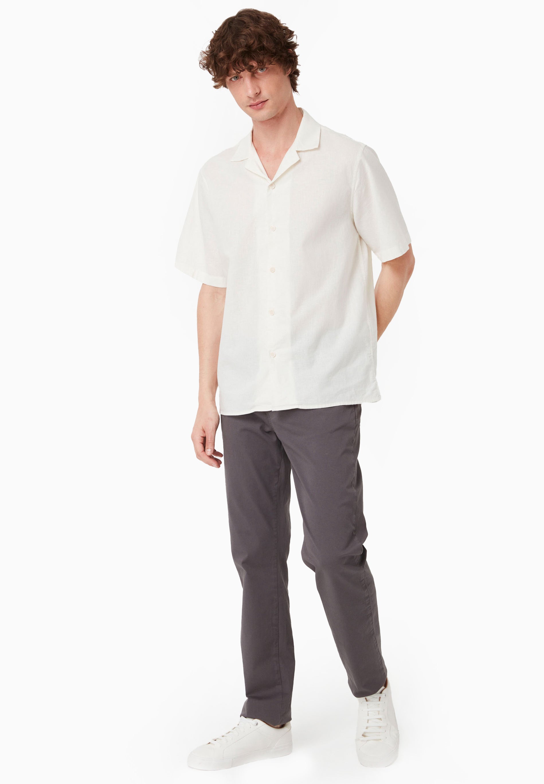 Regular-Fit Stretch Twill Trousers in Organic Cotton in dark grey - Ecomarket.com