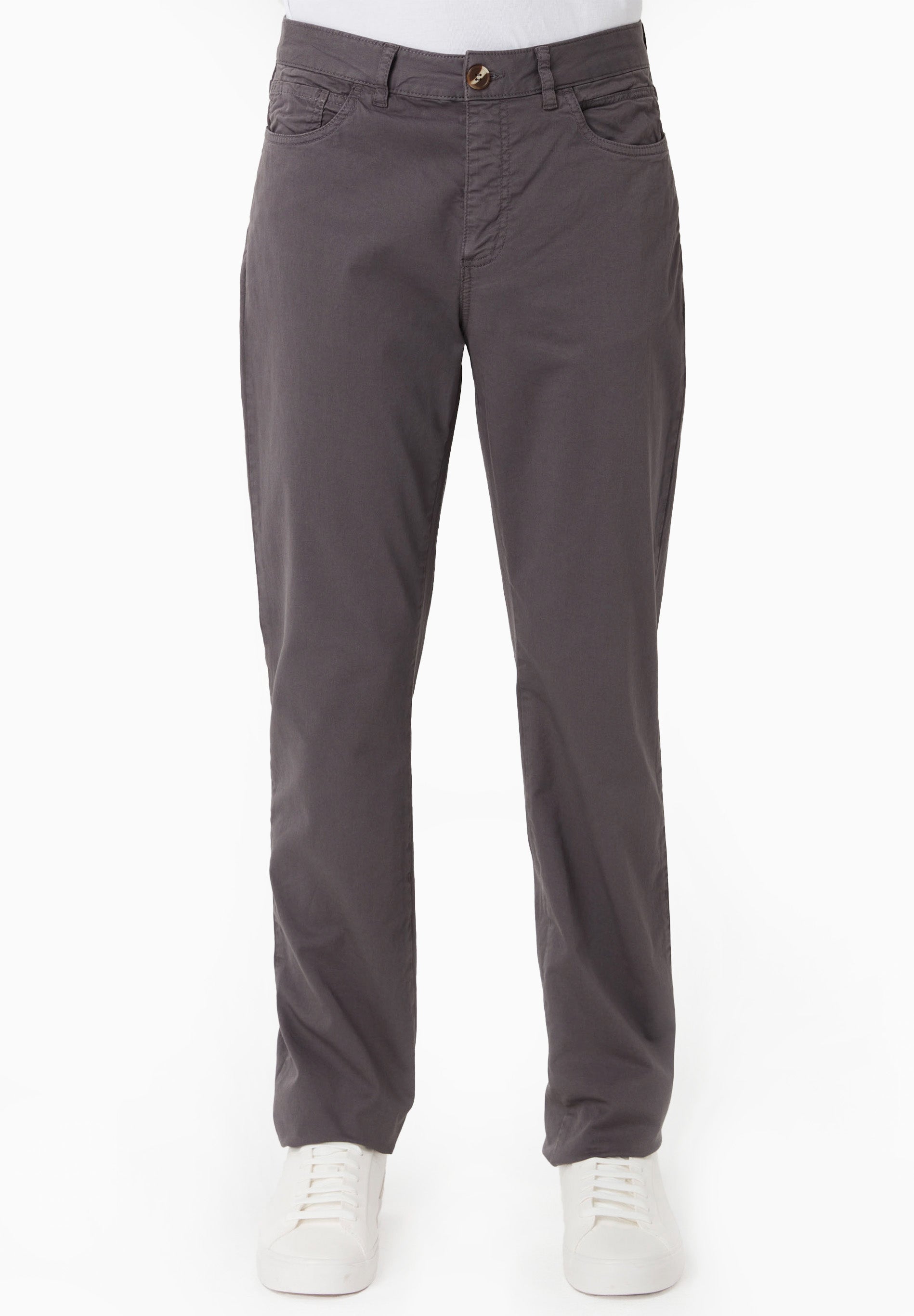 Regular-Fit Stretch Twill Trousers in Organic Cotton in dark grey - Ecomarket.com