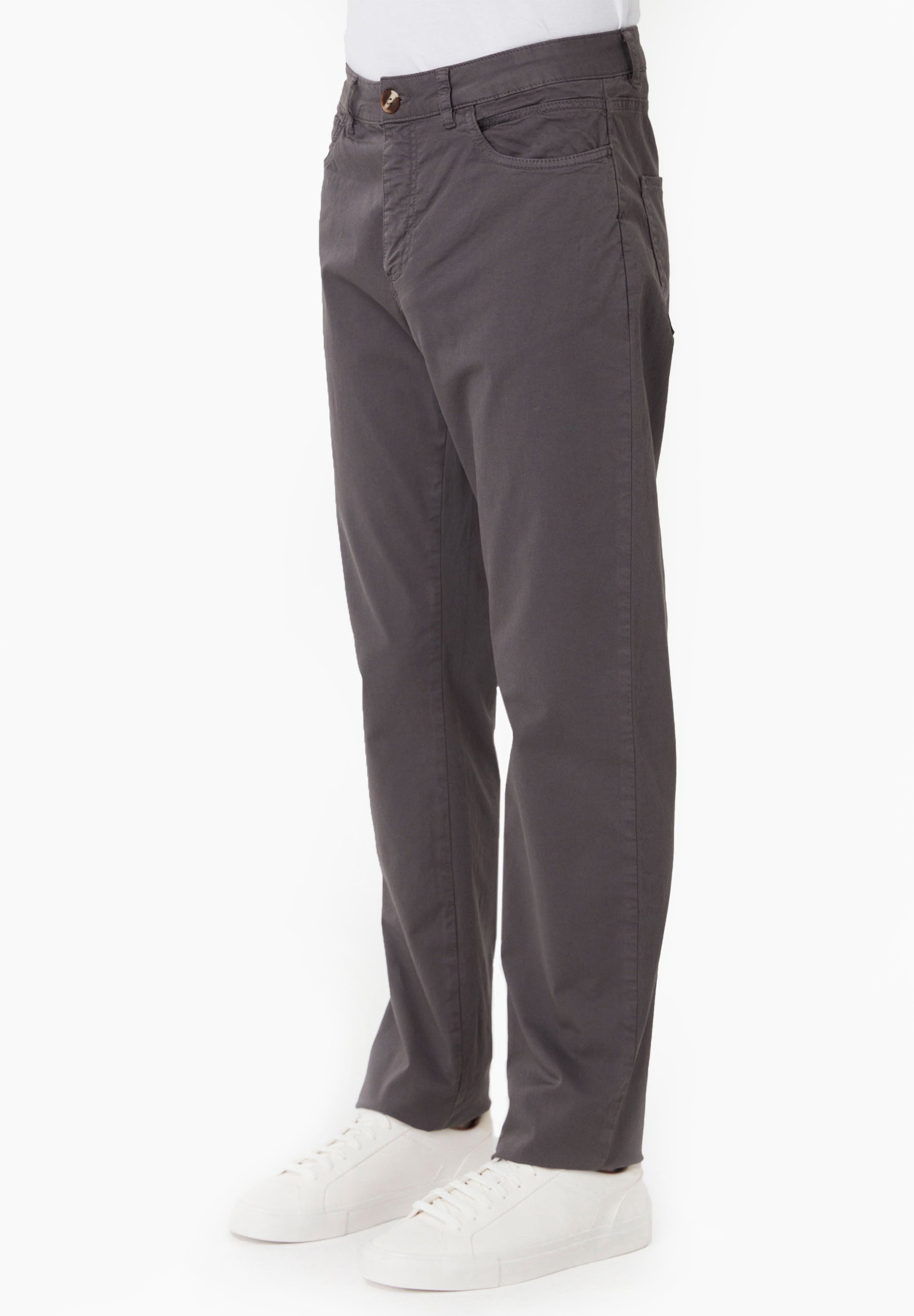 Regular-Fit Stretch Twill Trousers in Organic Cotton in dark grey - Ecomarket.com