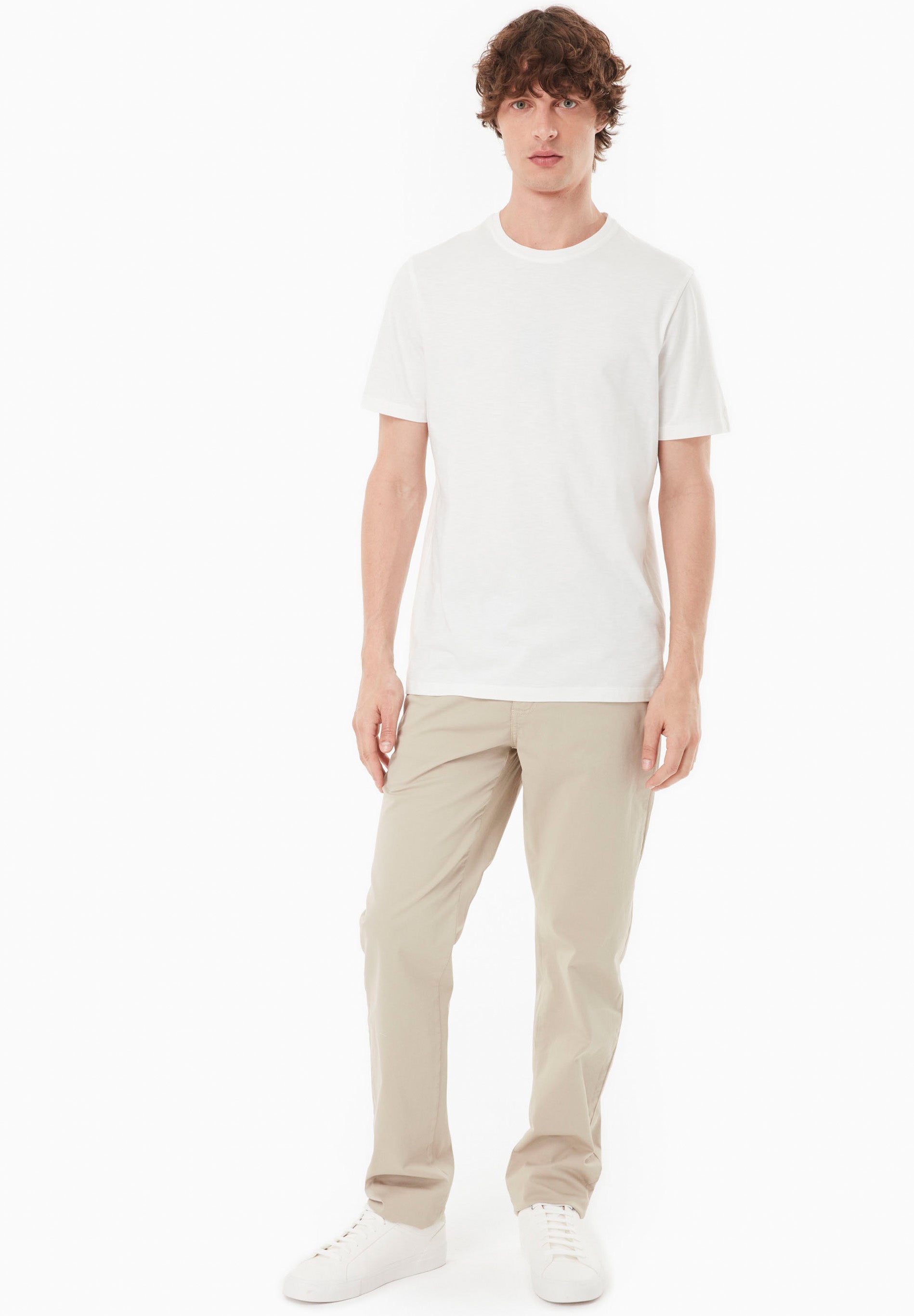 Regular-Fit Stretch Twill Trousers in Organic Cotton in beige - Ecomarket.com