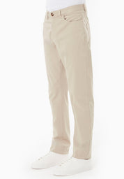 Regular-Fit Stretch Twill Trousers in Organic Cotton in beige - Ecomarket.com