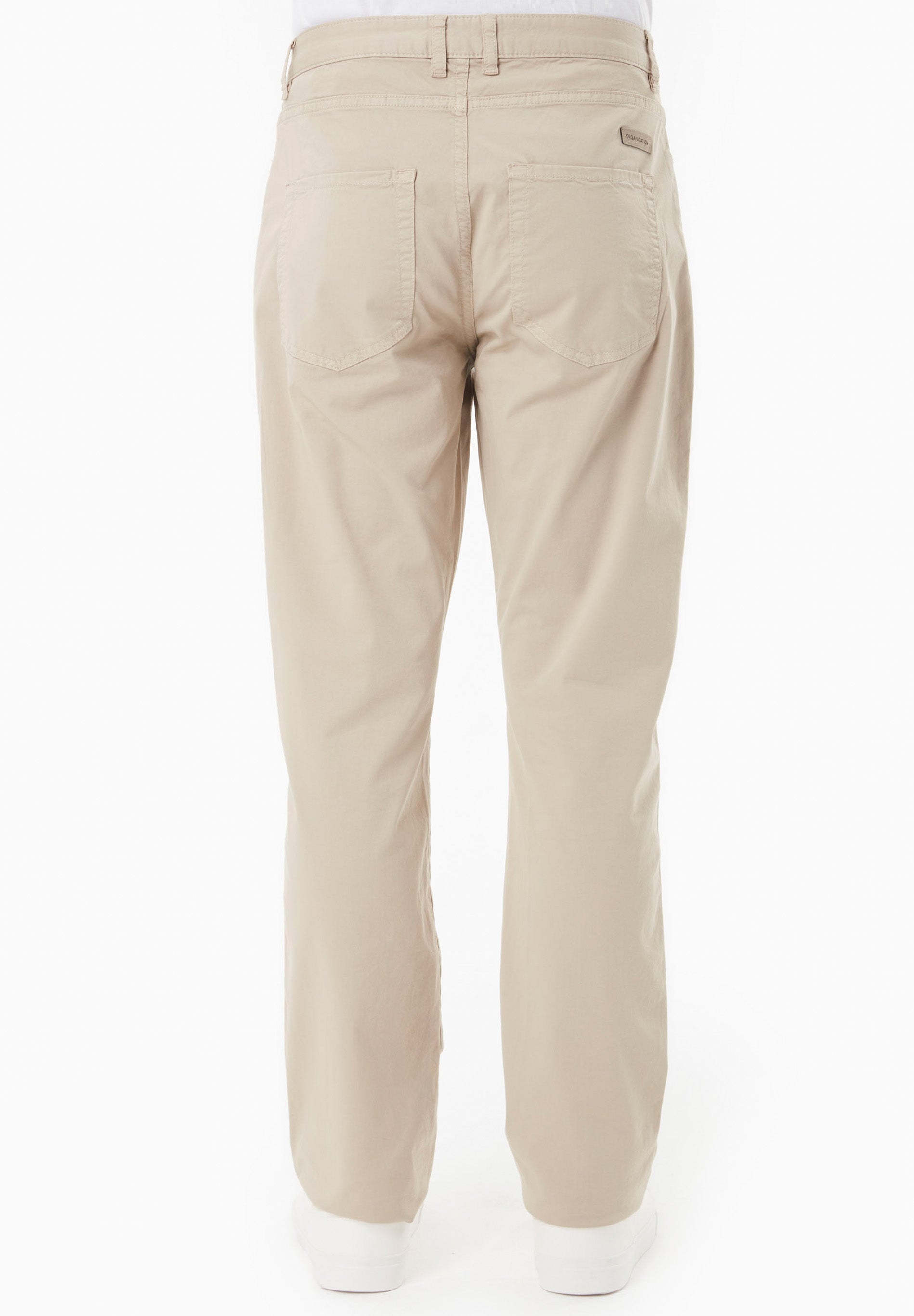 Regular-Fit Stretch Twill Trousers in Organic Cotton in beige - Ecomarket.com