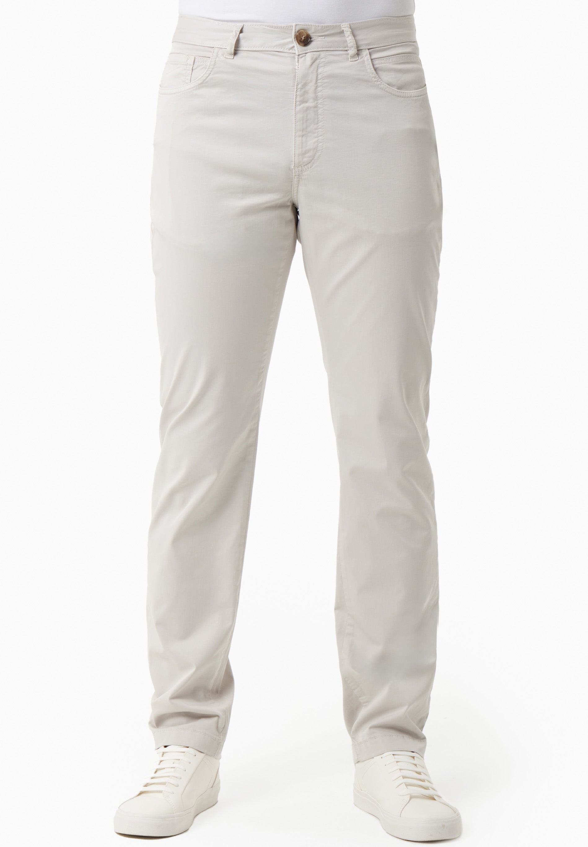 Regular-Fit Stretch Twill Trousers in Organic Cotton in light grey - Ecomarket.com