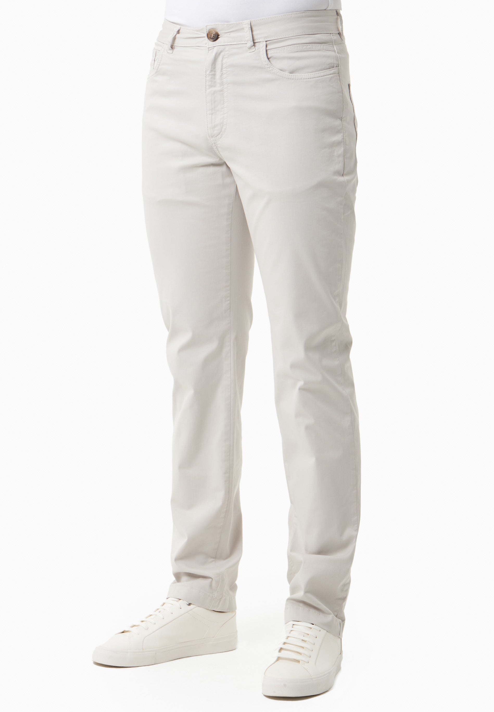Regular-Fit Stretch Twill Trousers in Organic Cotton in light grey - Ecomarket.com