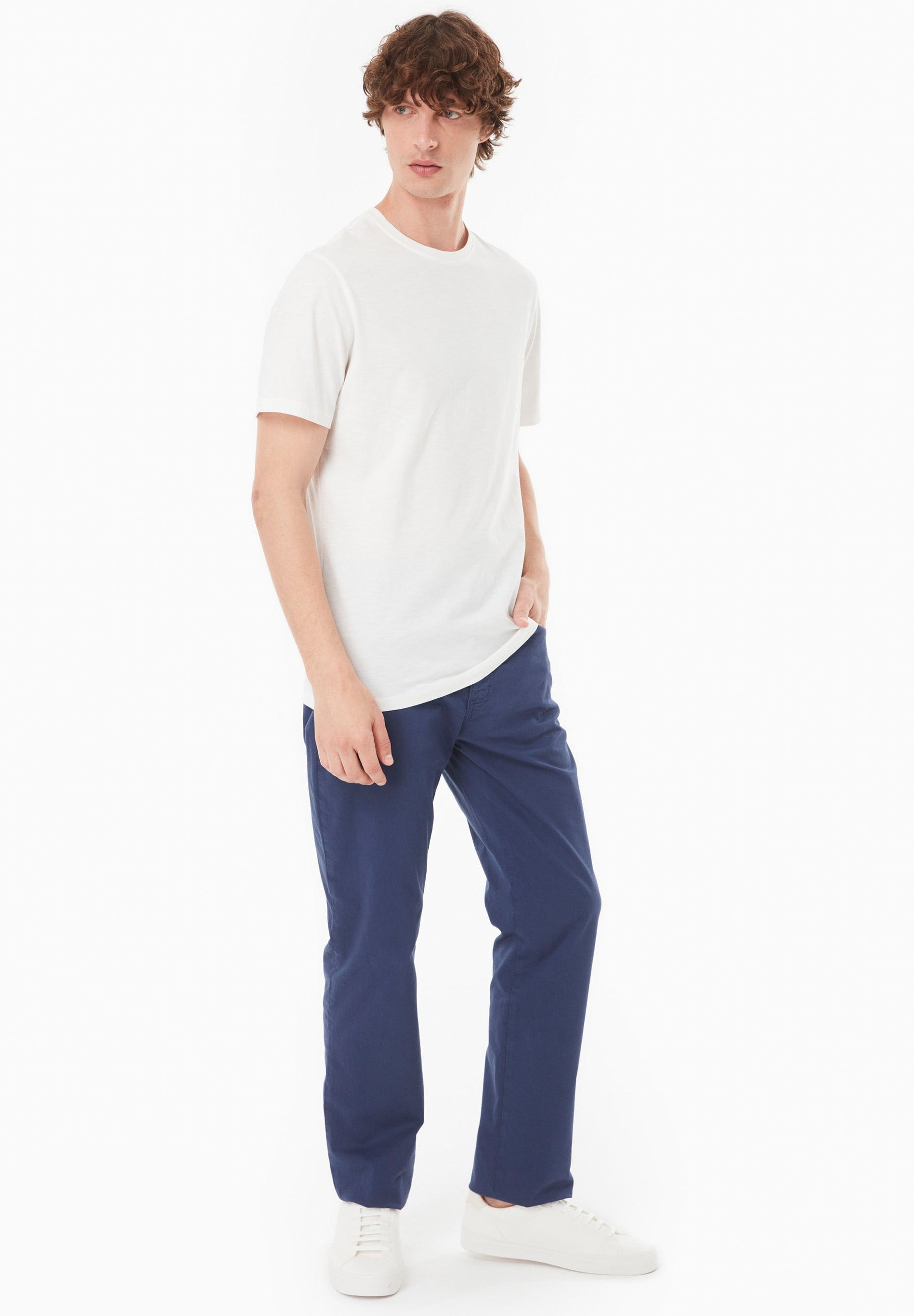 Regular-Fit Stretch Twill Trousers in Organic Cotton in navy - Ecomarket.com