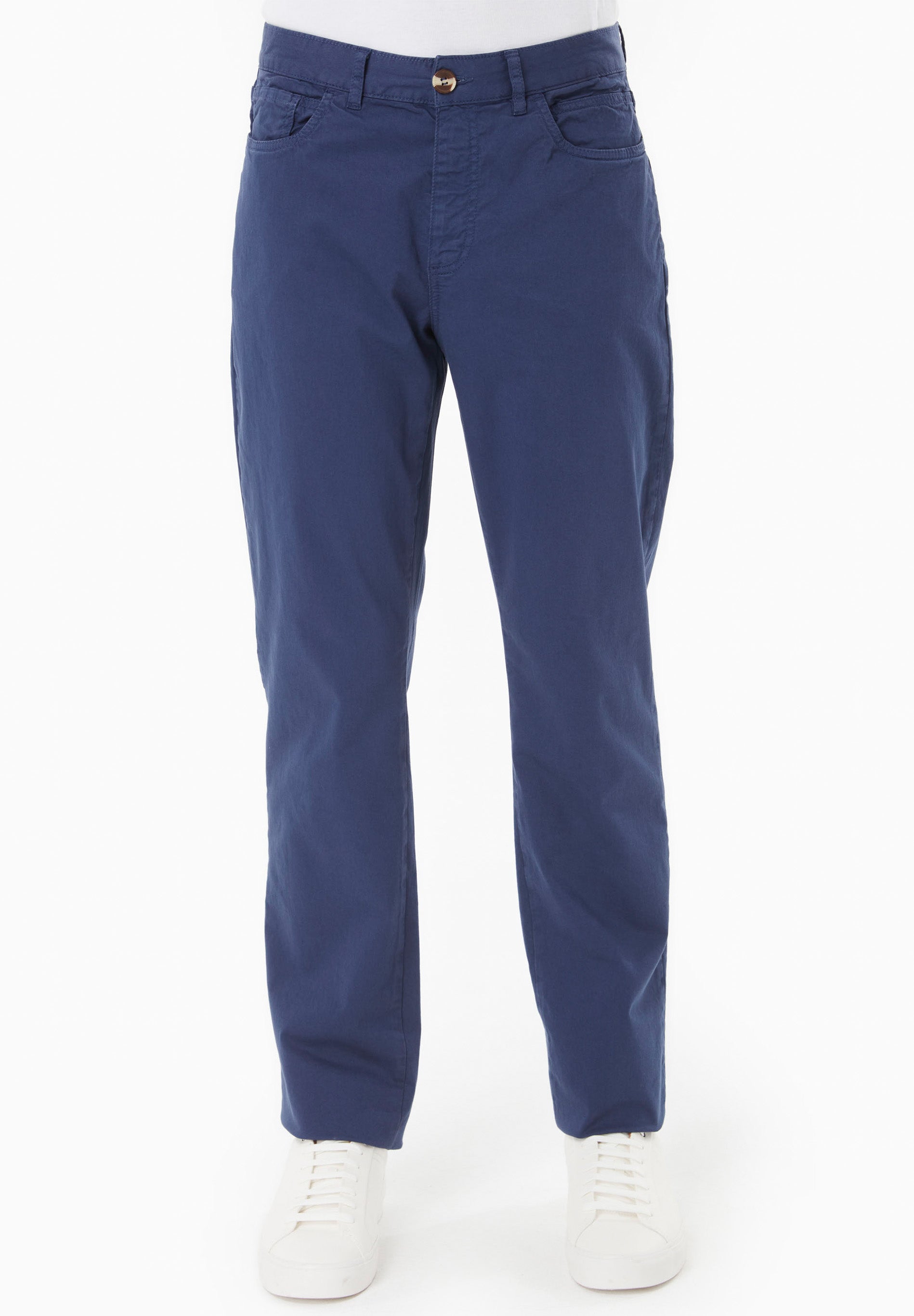 Regular-Fit Stretch Twill Trousers in Organic Cotton in navy - Ecomarket.com
