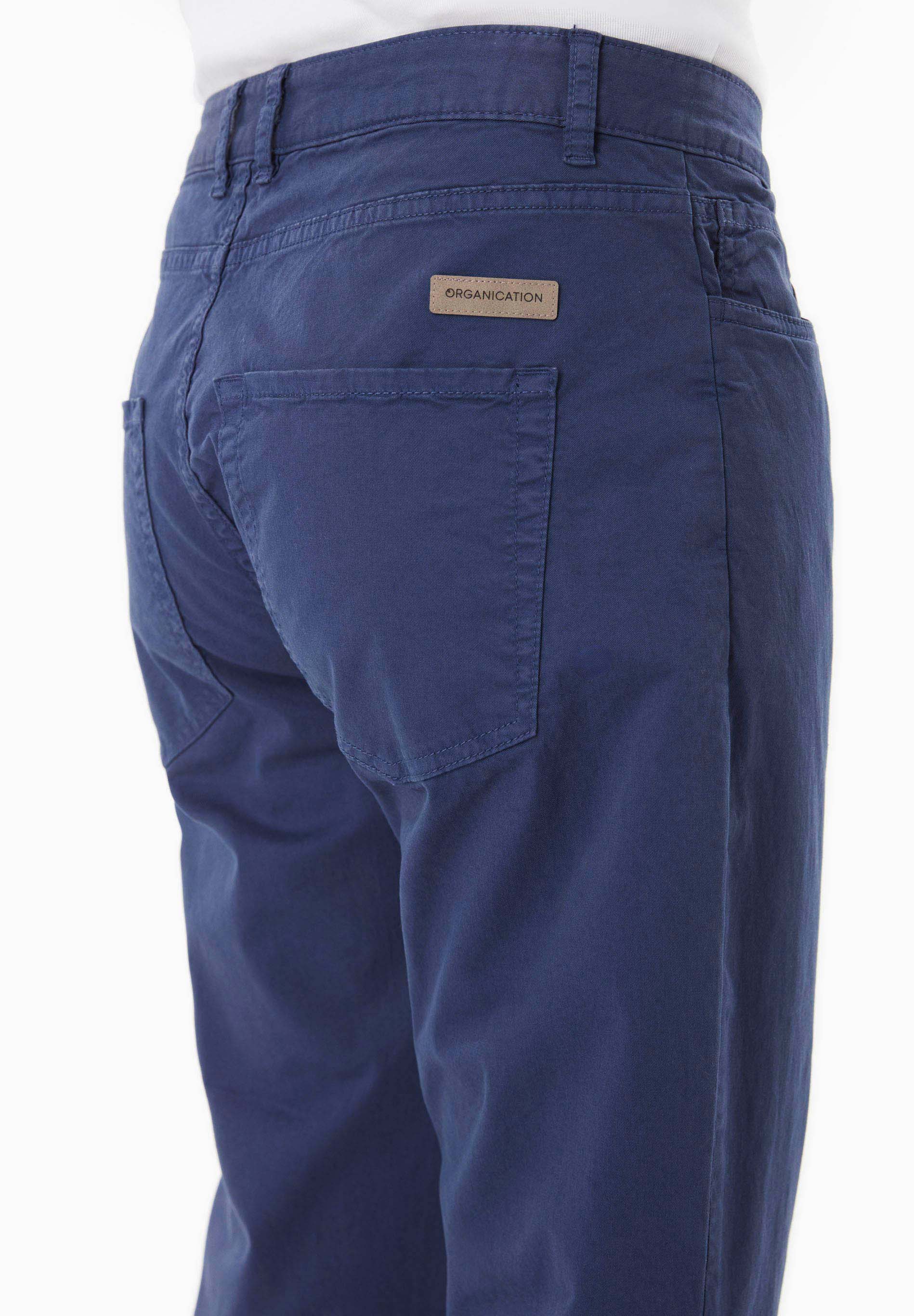 Regular-Fit Stretch Twill Trousers in Organic Cotton in navy - Ecomarket.com