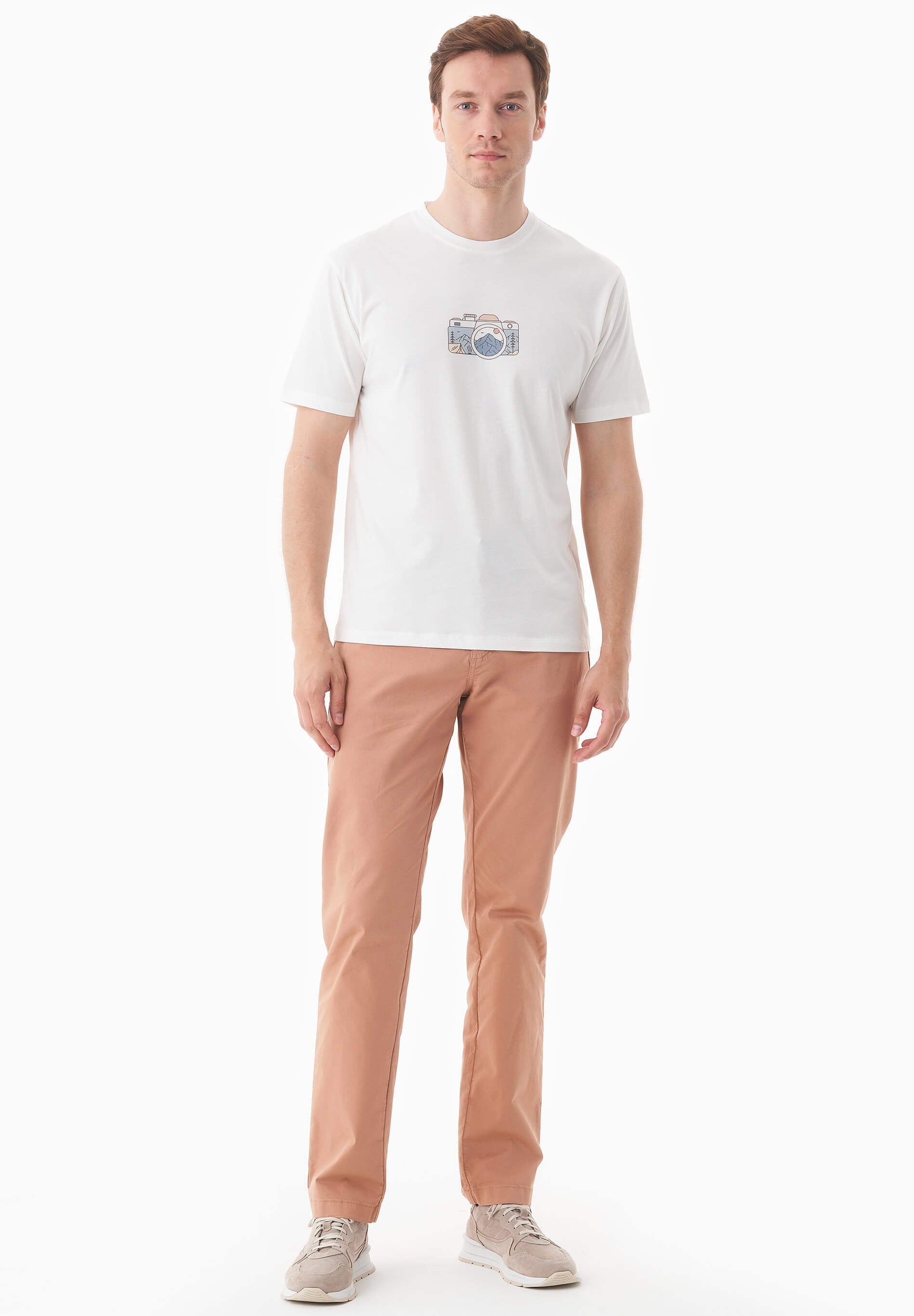 Regular-Fit Stretch Twill Trousers in Organic Cotton in tan - Ecomarket.com
