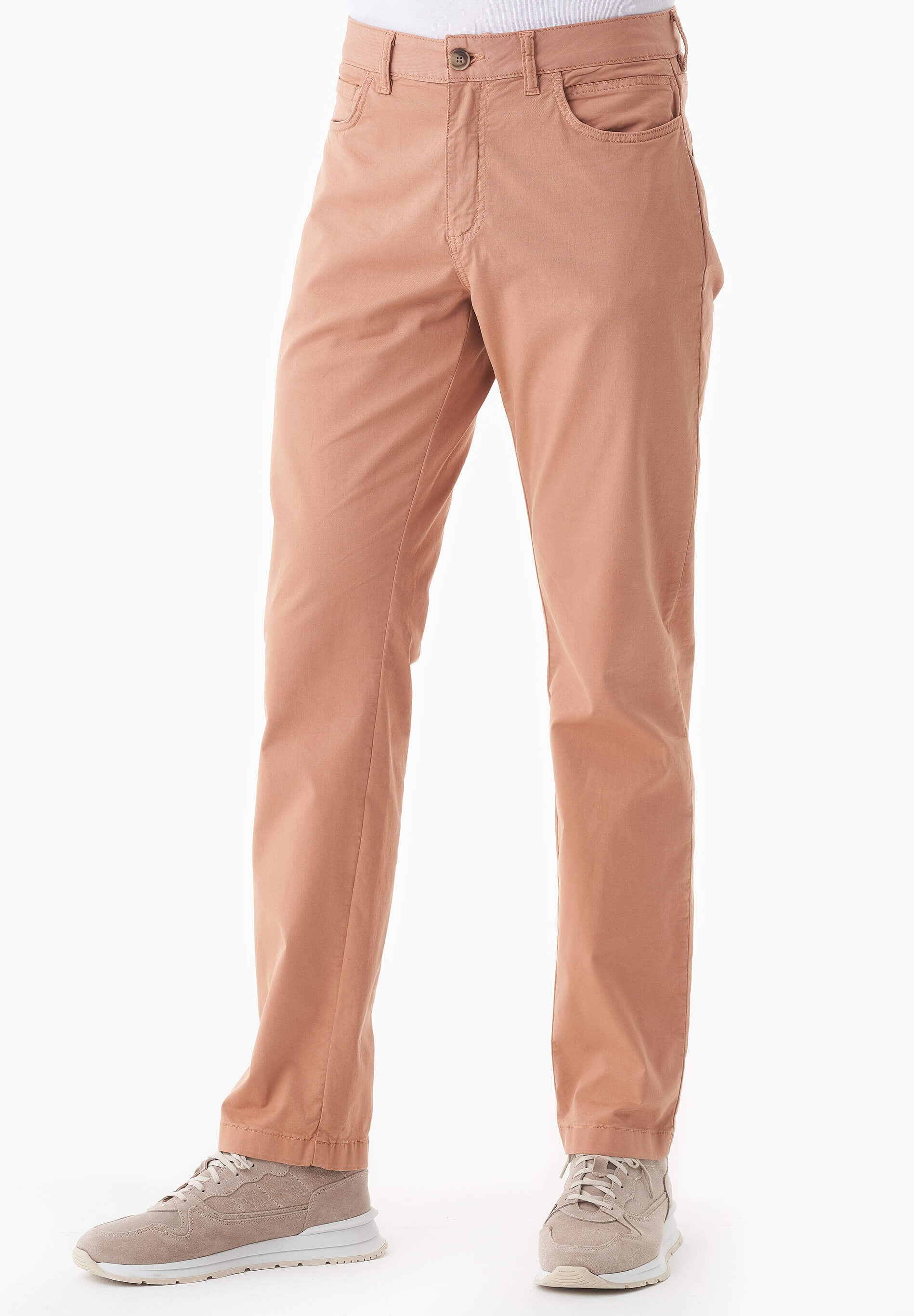 Regular-Fit Stretch Twill Trousers in Organic Cotton in tan - Ecomarket.com