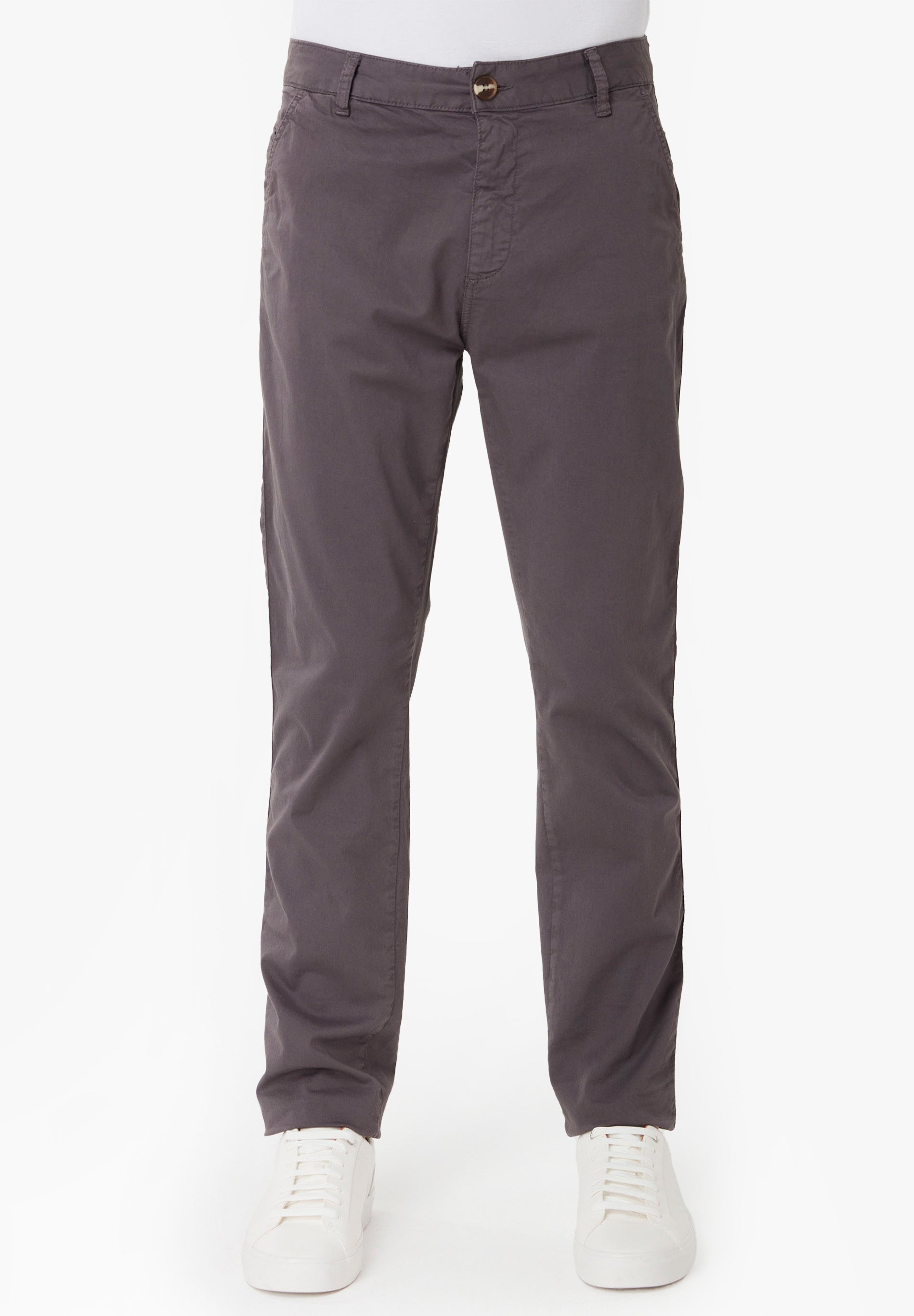 Slim-Fit Twill Trousers in Organic Cotton Stretch in dark grey - Ecomarket.com