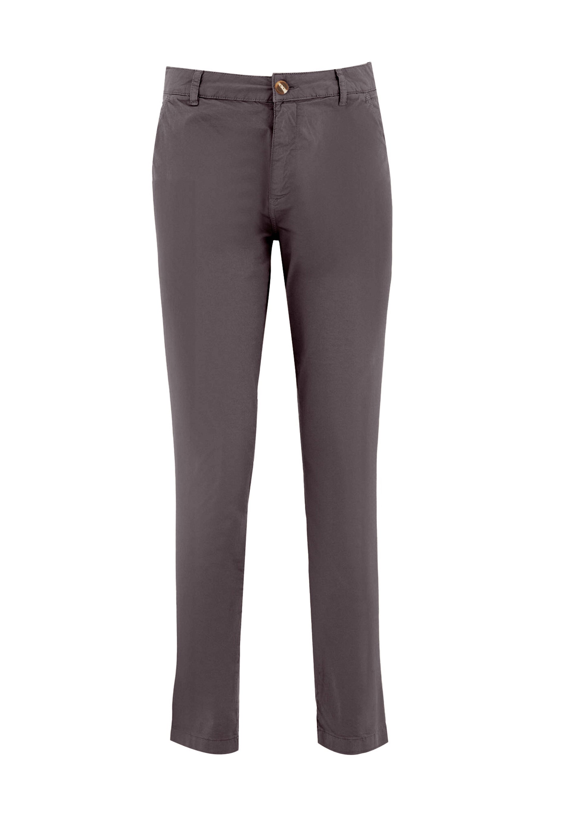 Slim-Fit Twill Trousers in Organic Cotton Stretch in dark grey - Ecomarket.com