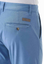 Slim-Fit Twill Trousers in Organic Cotton Stretch in blue - Ecomarket.com