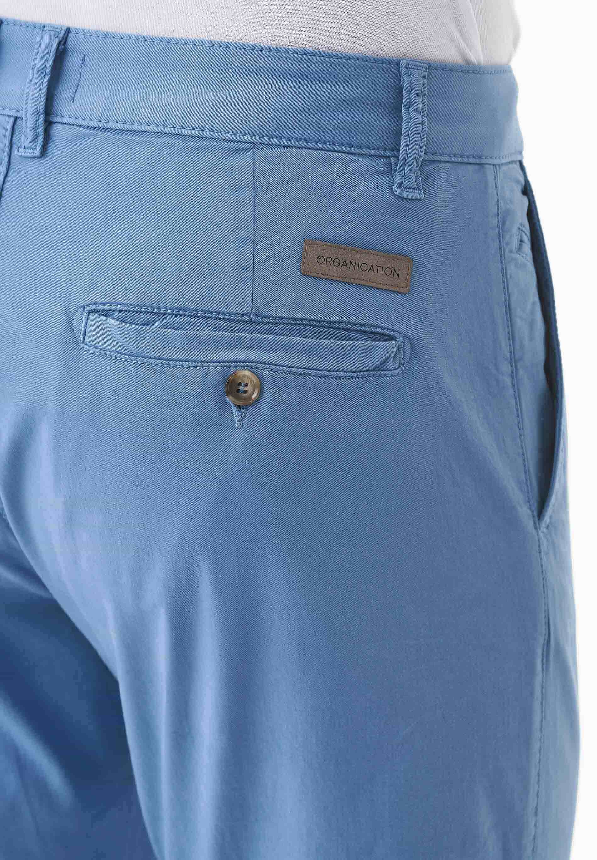 Slim-Fit Twill Trousers in Organic Cotton Stretch in blue - Ecomarket.com