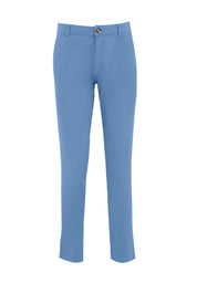 Slim-Fit Twill Trousers in Organic Cotton Stretch in blue - Ecomarket.com