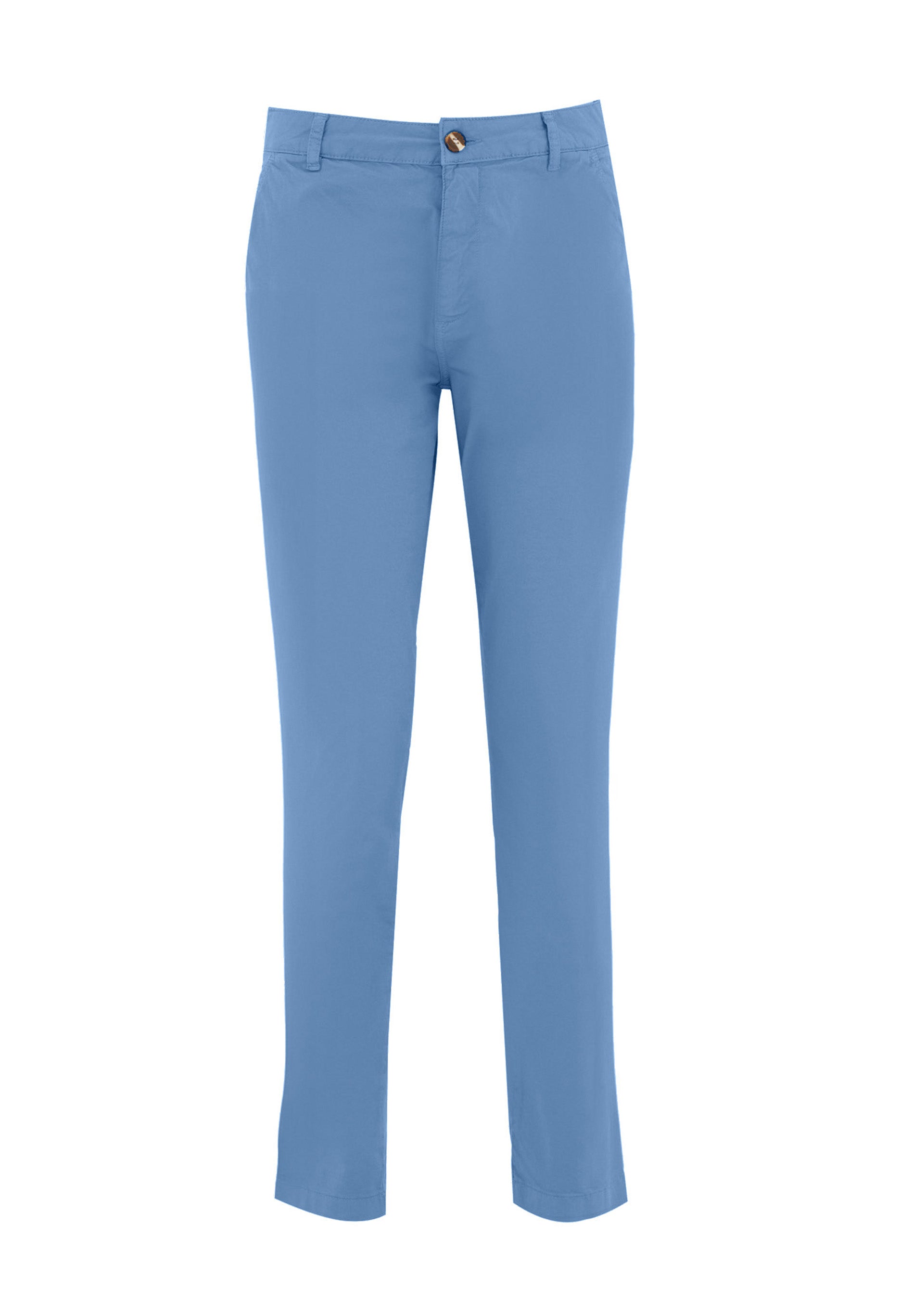 Slim-Fit Twill Trousers in Organic Cotton Stretch in blue - Ecomarket.com