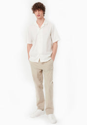 Slim-Fit Twill Trousers in Organic Cotton Stretch in beige - Ecomarket.com
