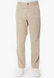 Slim-Fit Twill Trousers in Organic Cotton Stretch in beige - Ecomarket.com