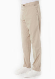 Slim-Fit Twill Trousers in Organic Cotton Stretch in beige - Ecomarket.com