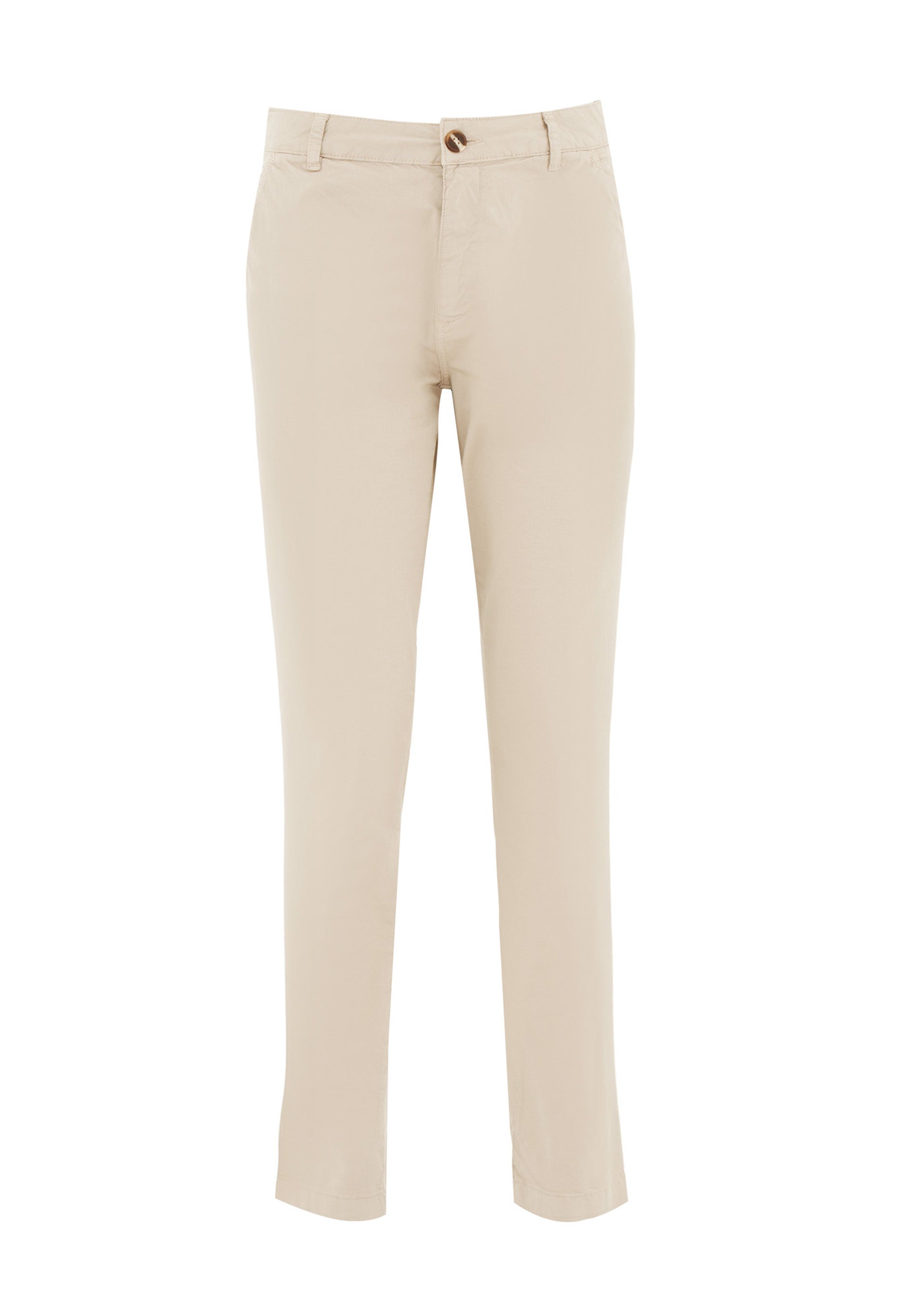 Slim-Fit Twill Trousers in Organic Cotton Stretch in beige - Ecomarket.com