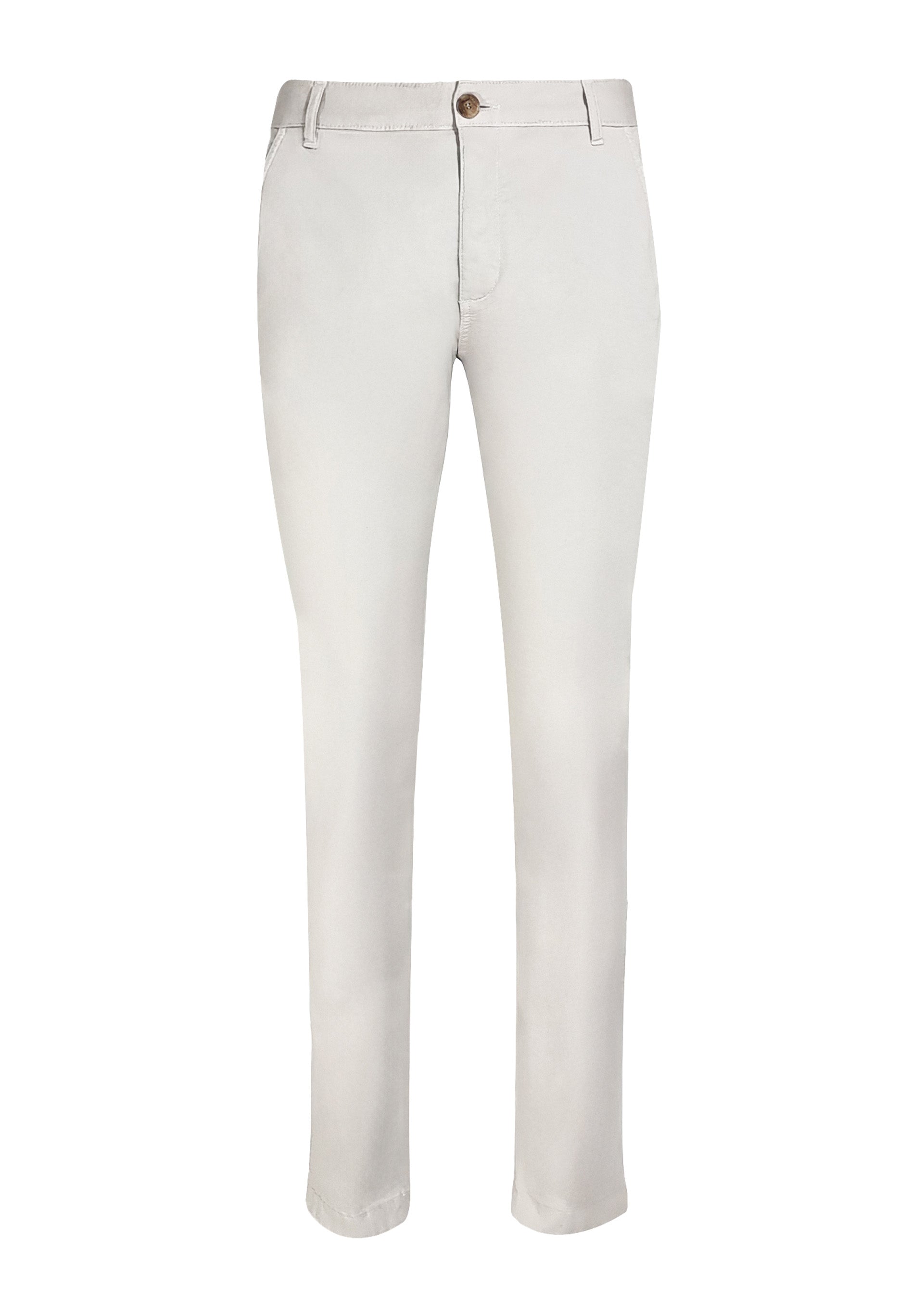 Slim-Fit Twill Trousers in Organic Cotton Stretch in light grey - Ecomarket.com