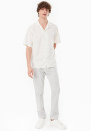 Slim-Fit Twill Trousers in Organic Cotton Stretch in light grey - Ecomarket.com