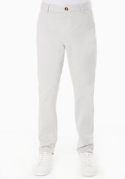 Slim-Fit Twill Trousers in Organic Cotton Stretch in light grey - Ecomarket.com