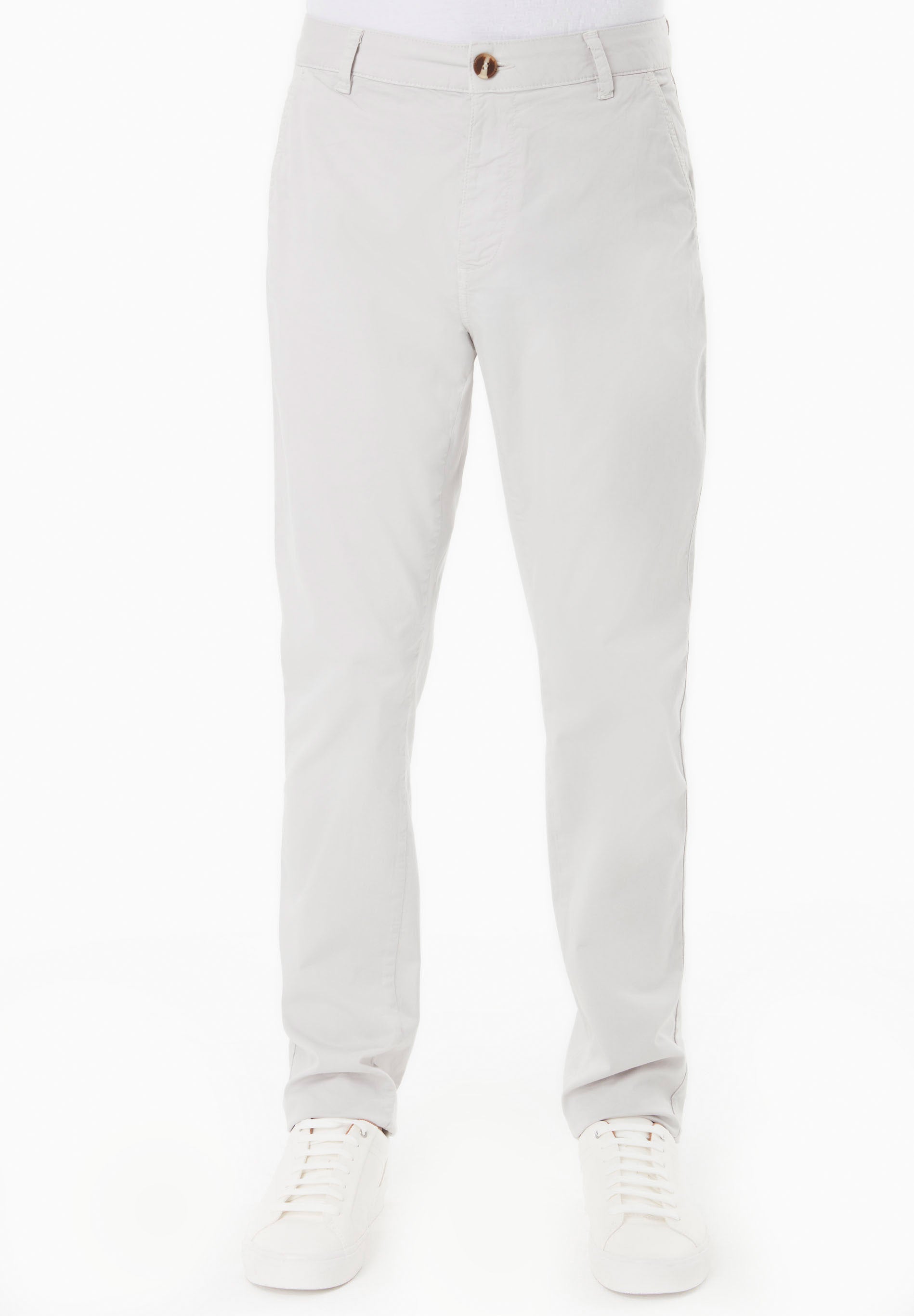 Slim-Fit Twill Trousers in Organic Cotton Stretch in light grey - Ecomarket.com