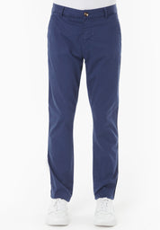 Slim-Fit Twill Trousers in Organic Cotton Stretch in navy - Ecomarket.com