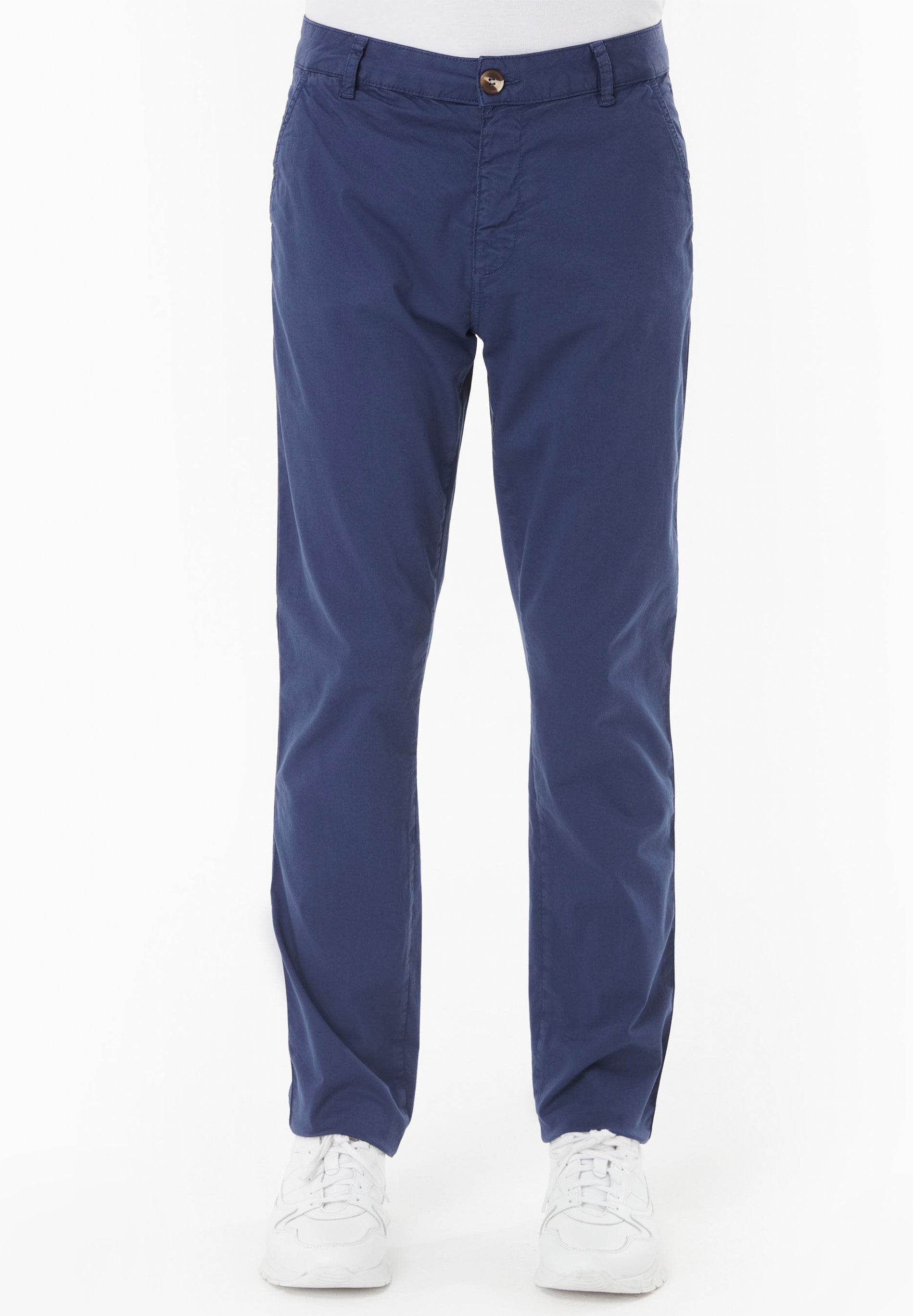 Slim-Fit Twill Trousers in Organic Cotton Stretch in navy - Ecomarket.com