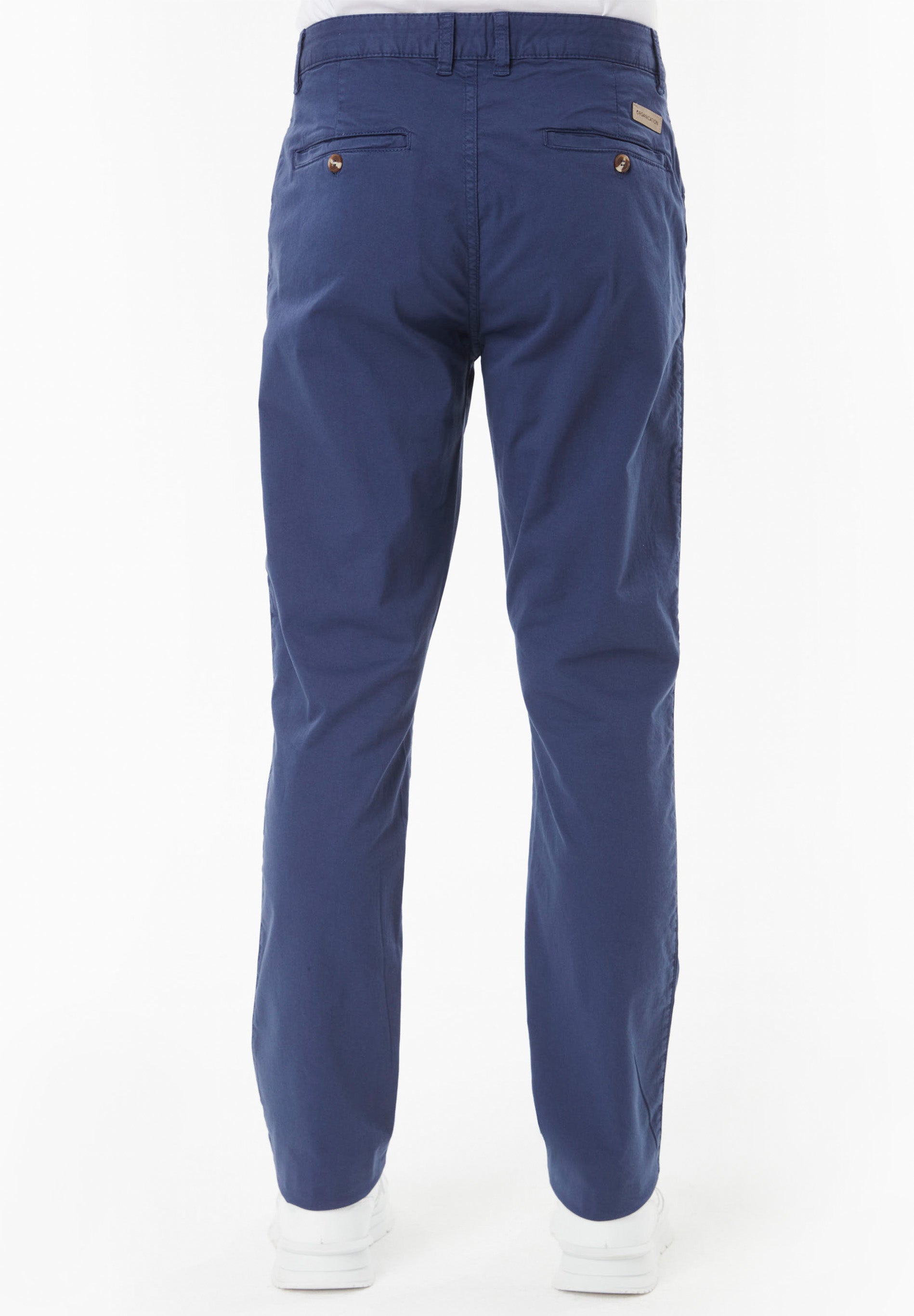 Slim-Fit Twill Trousers in Organic Cotton Stretch in navy - Ecomarket.com