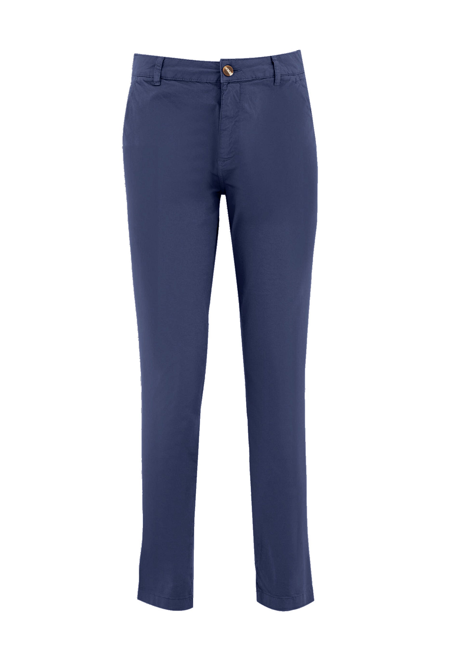 Slim-Fit Twill Trousers in Organic Cotton Stretch in navy - Ecomarket.com
