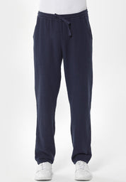 Linen-Blend Trousers in Organic Cotton & LENZING™ ECOVERO™ in navy - Ecomarket.com